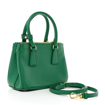 Prada Saffiano Lux Mini Galleria Double Zip Tote Biliardo 3 of 12