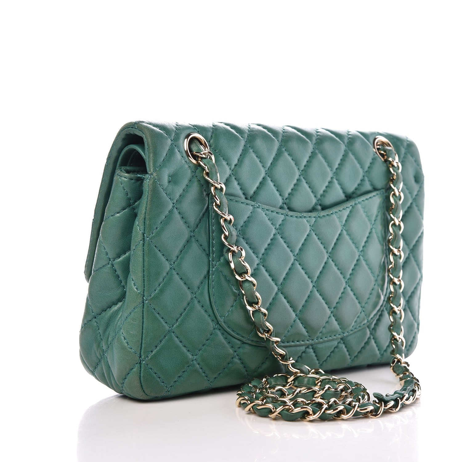 Chanel Lambskin Quilted Medium Double Flap Green 3 of 9