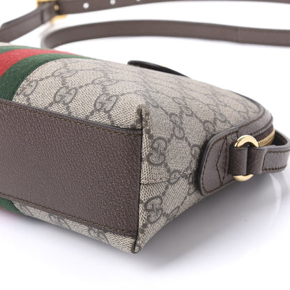 Gucci GG Supreme Monogram Textured Dollar Calfskin Web Small Ophidia Dome Shoulder Bag Beige Ebony New Acero 6 of 11