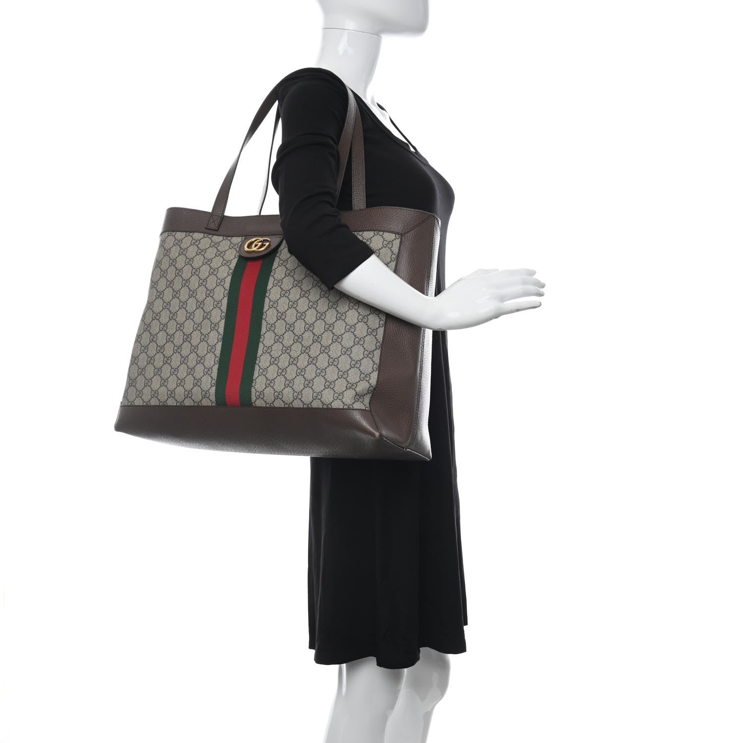 Gucci GG Supreme Monogram Web Ophidia Tote Brown 2 of 15