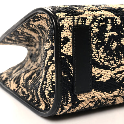 Versace Raffia Calfskin Jacquard Barocco Medium Athena Tote Black 9 of 10