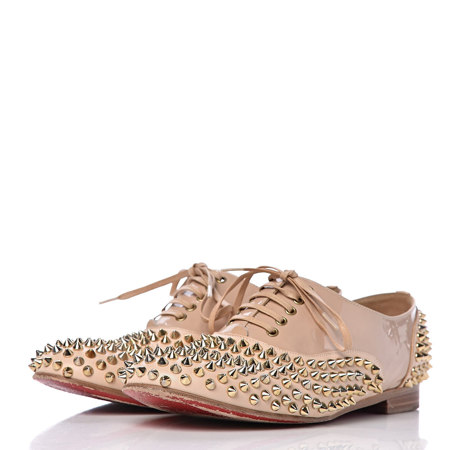 Christian Louboutin Nappa Freddy Spikes Donna Flat Sneakers 39.5 Poudre 3 of 17