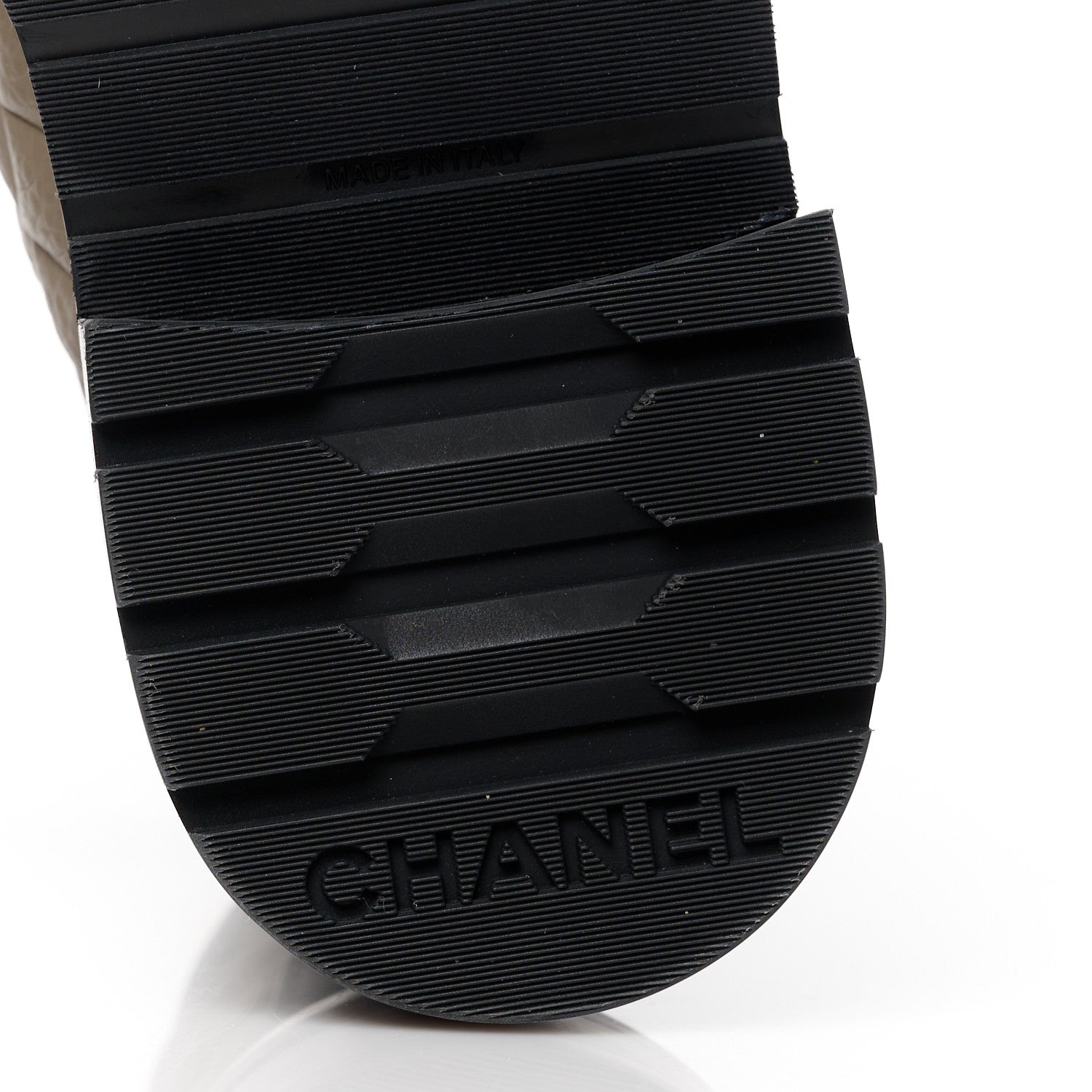 Chanel Calfskin Shiny Calfskin Quilted Lace Up Combat Boots 38 Dark Beige Black 6 of 9