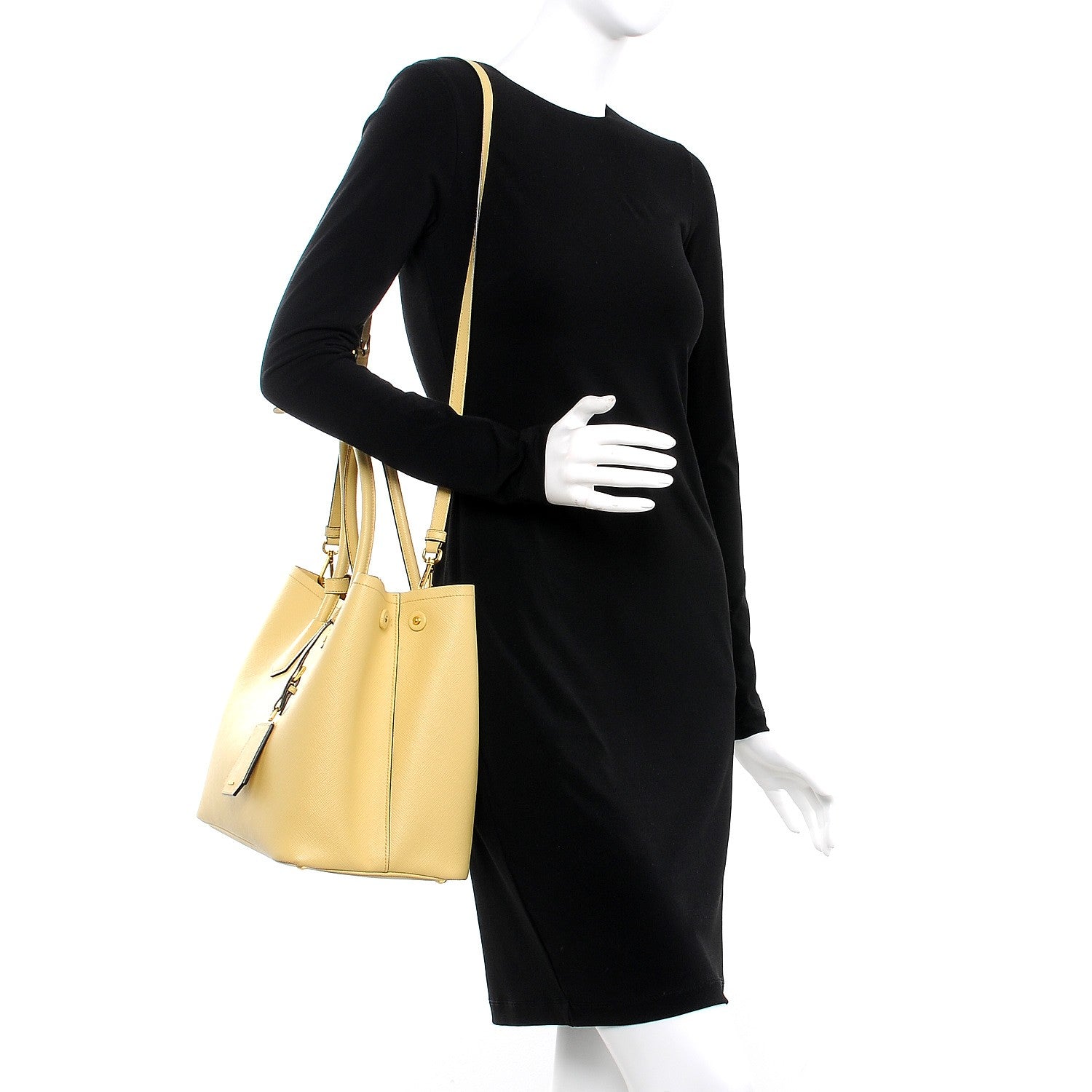 Prada Saffiano Cuir Medium Double Bag Polline 2 of 12