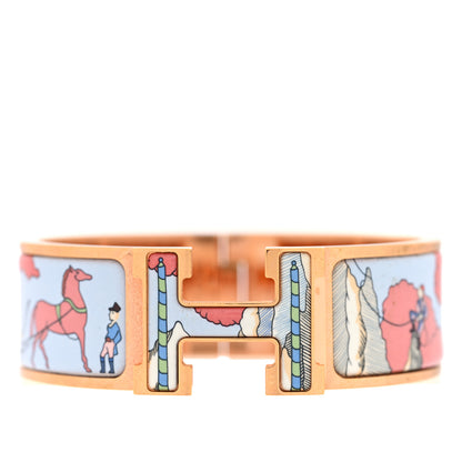 Hermes Enamel Printed Wide Cosmographia Universalis Clic Clac H Bracelet PM Album De Soie 1 of 4