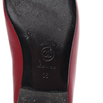 Chanel Goatskin Cap Toe CC Ballerina Flats 35 Red 7 of 12