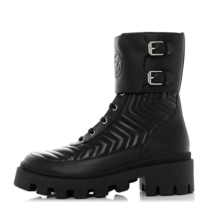 Gucci Nappa Frances GG Matelasse Platform Combat Boots 39.5 Black 1 of 9