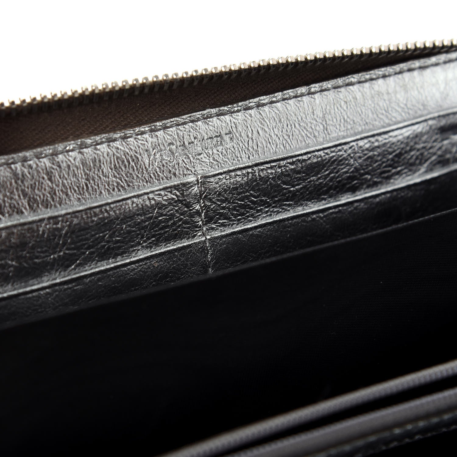 Saint Laurent Metallic Calfskin Belle De Jour Zip Around Wallet Moon 6 of 7