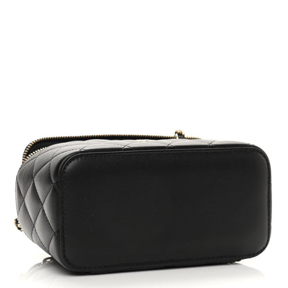 Chanel Lambskin Quilted Small Top Handle Vanity Case With Chain Black 4 of 12