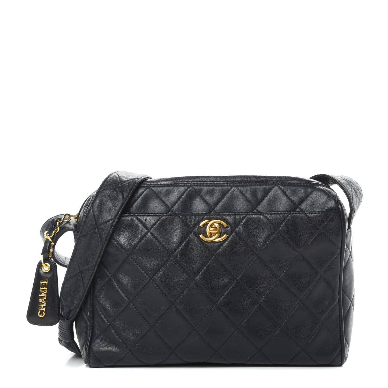 Chanel Lambskin Quilted CC Shoulder Bag Navy 1 of 19