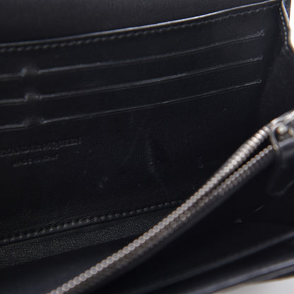 Alexander McQueen Metallic Calfskin Skull Wallet on Chain Black Pearl 9 of 12