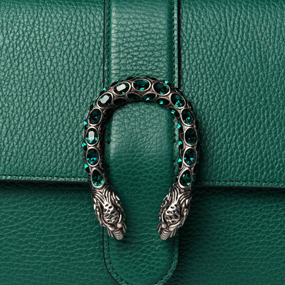 Gucci Dollar Calfskin Crystal Web Medium Dionysus Bamboo Top Handle Bag Emerald 9 of 14