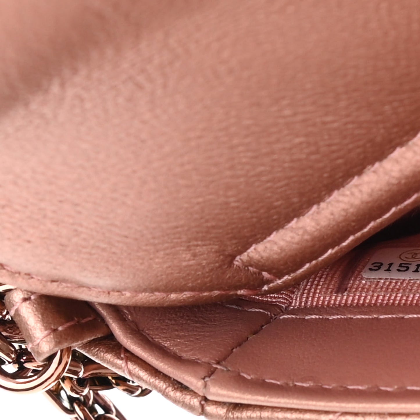 Metallic Grained Calfskin Quilted 2.55 Reissue Phone Holder With Chain Copper