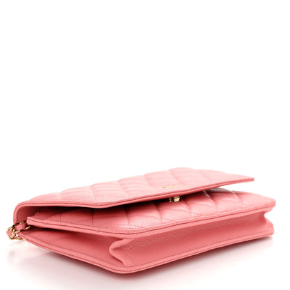 Chanel Caviar Quilted Wallet on Chain WOC Dark Pink 4 of 11
