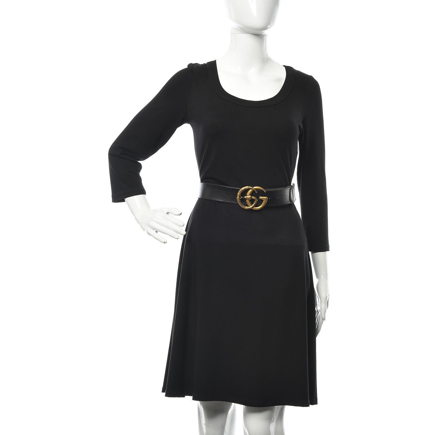 Gucci Faded Calfskin Snake Double G 40mm Belt 85 34 Black 2 of 7