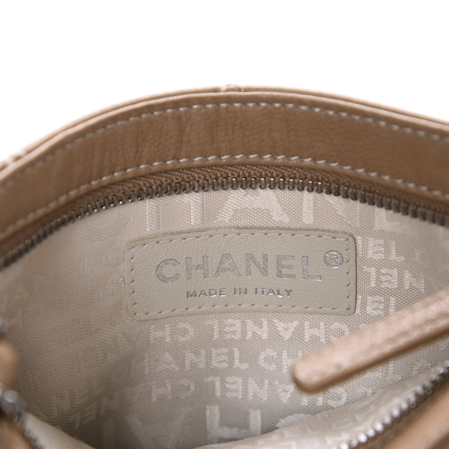 Lambskin Surpique Stitch Pochette Beige