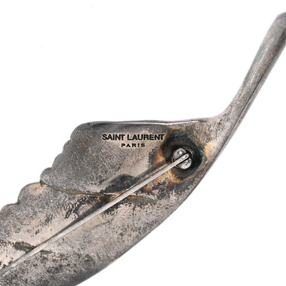 Saint Laurent Brass Leaf Brooch Silver 4 of 7