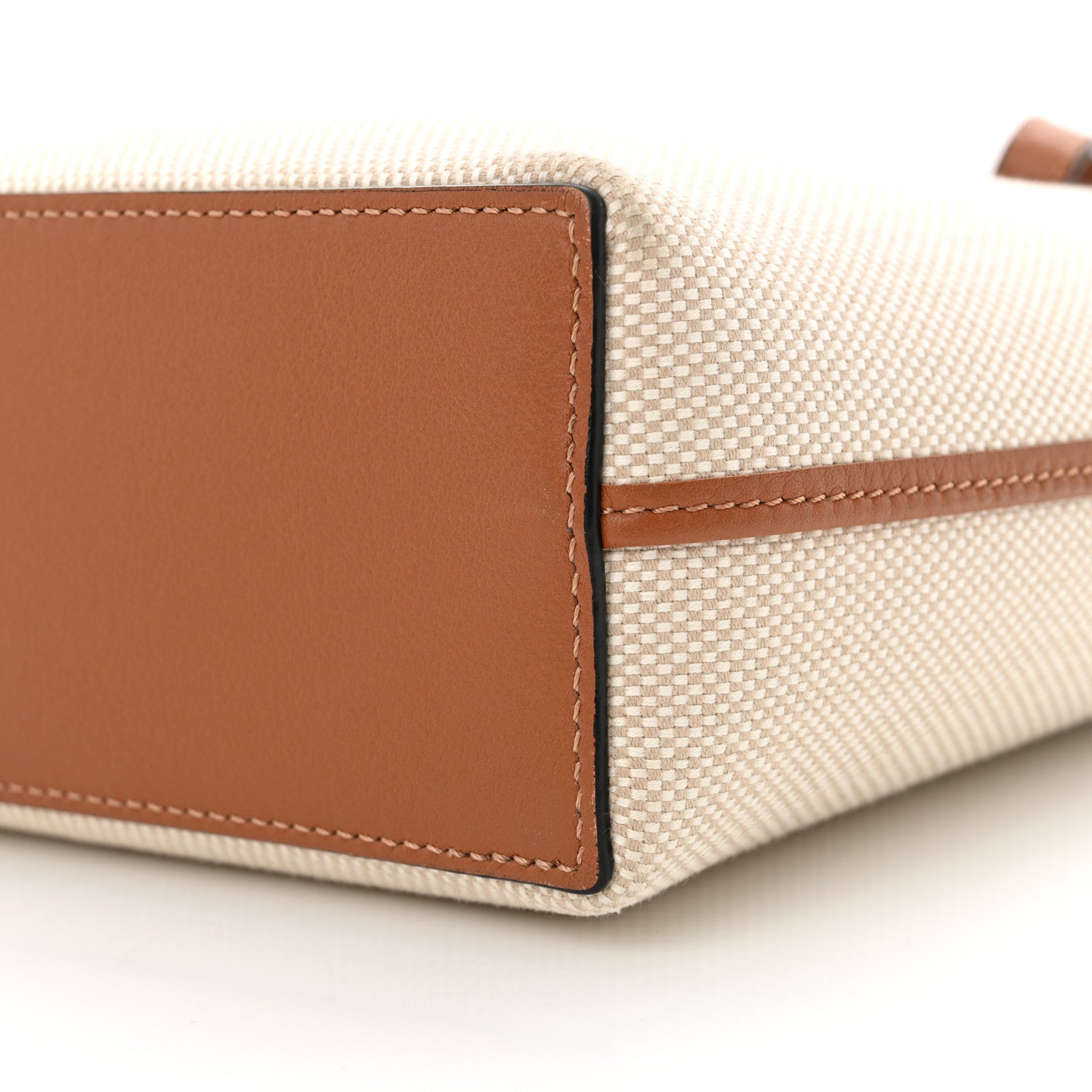 Loewe Canvas Calfskin Small Anagram Tote Ecru Tan 10 of 11