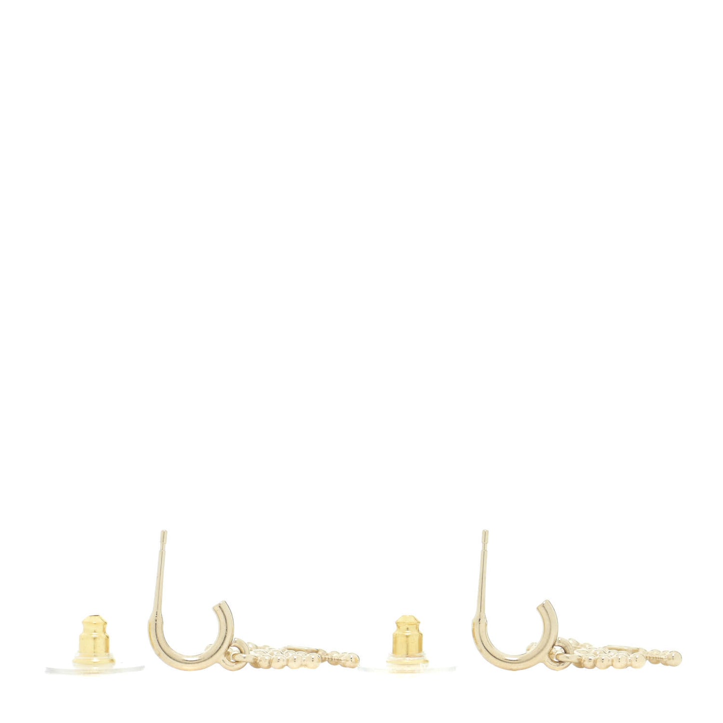 Metal Bead CC Drop Earrings Gold