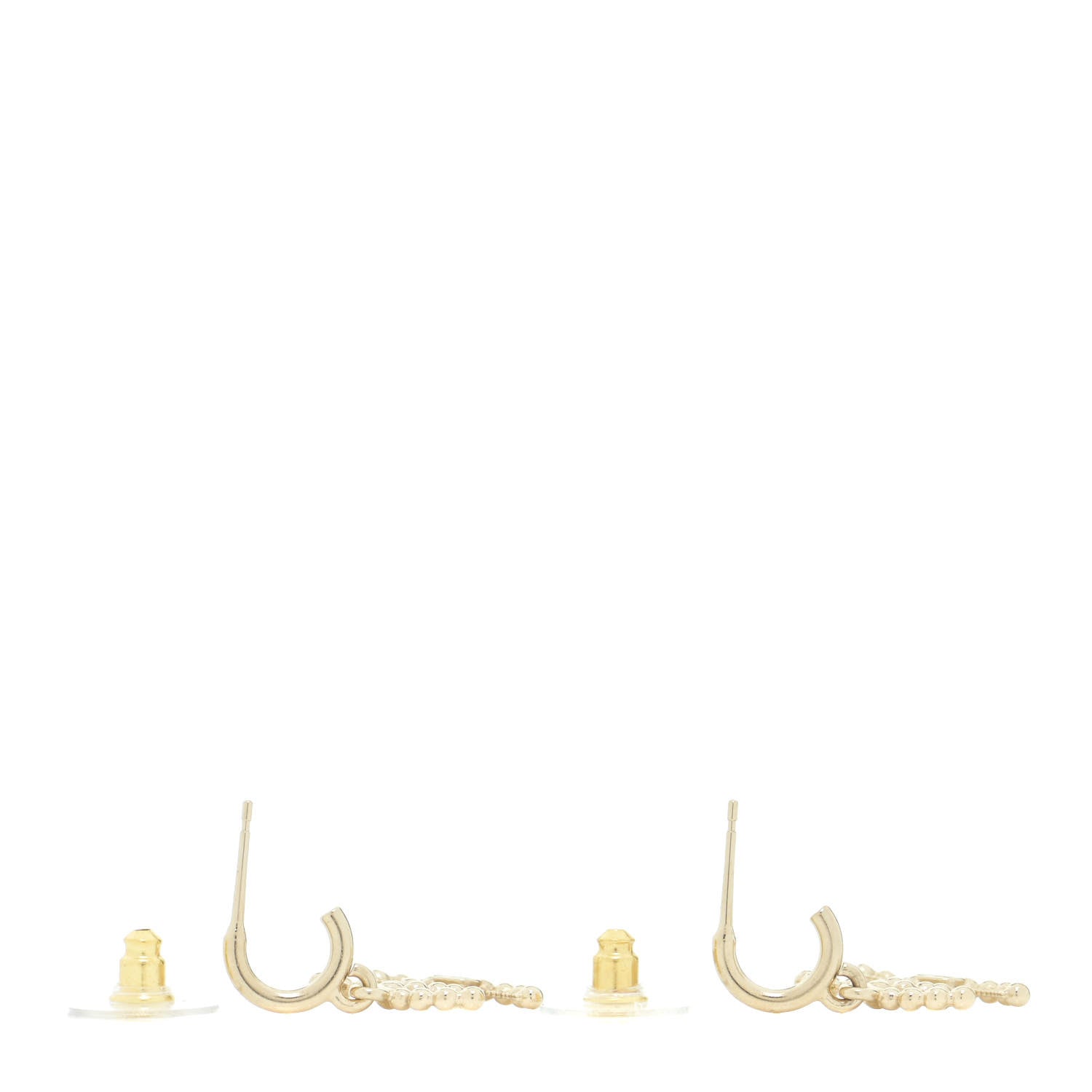 Chanel Metal Bead CC Drop Earrings Gold 3 of 5