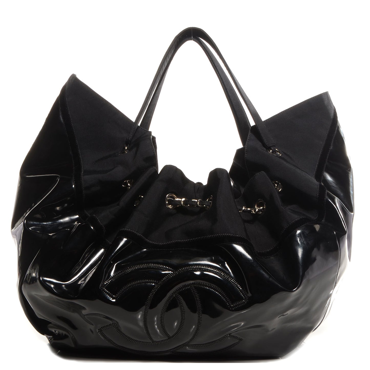 Vinyl Stretch Spirit Large Cabas Tote Black