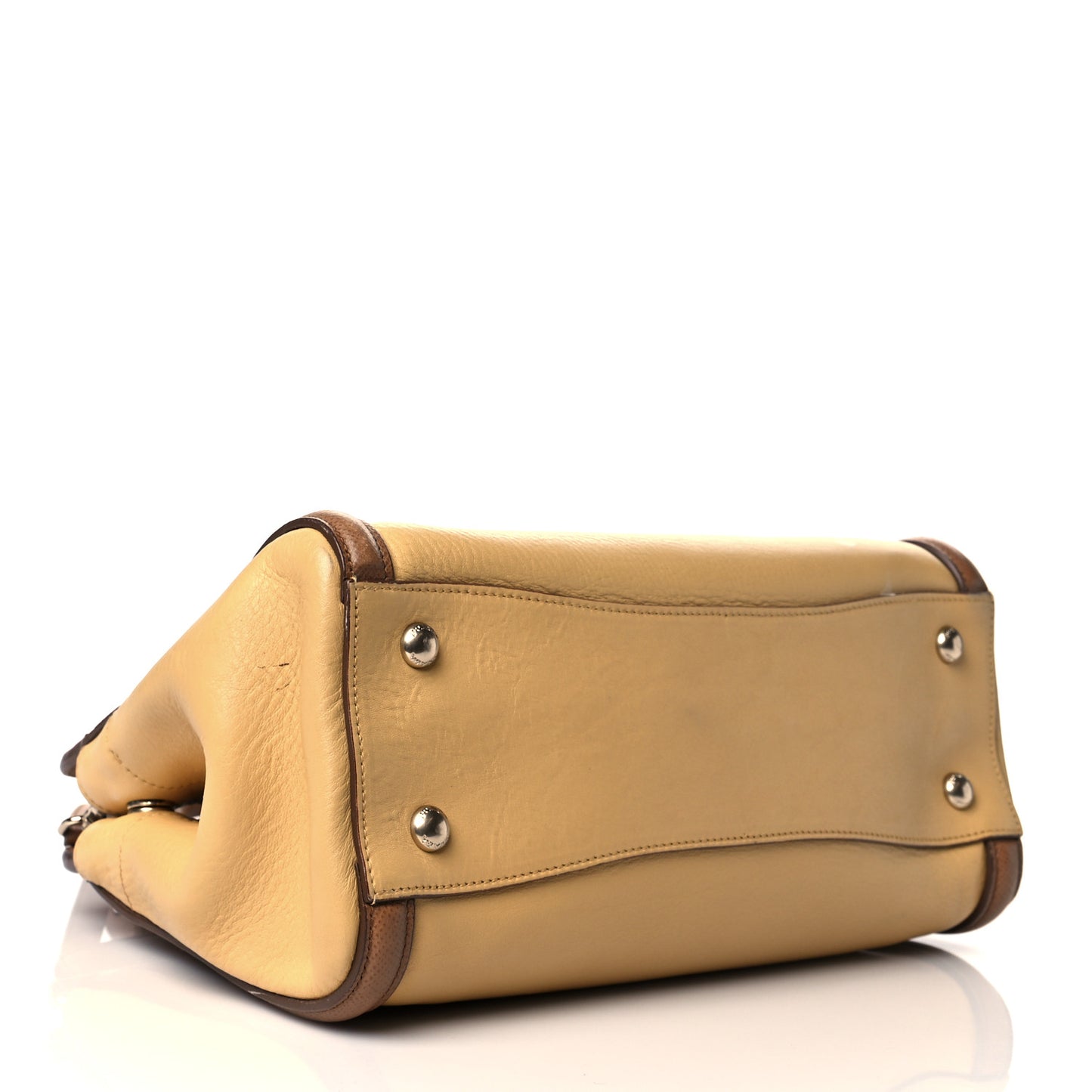 Saffiano City Calfskin Bi-Color Tote Ginestra Caramel