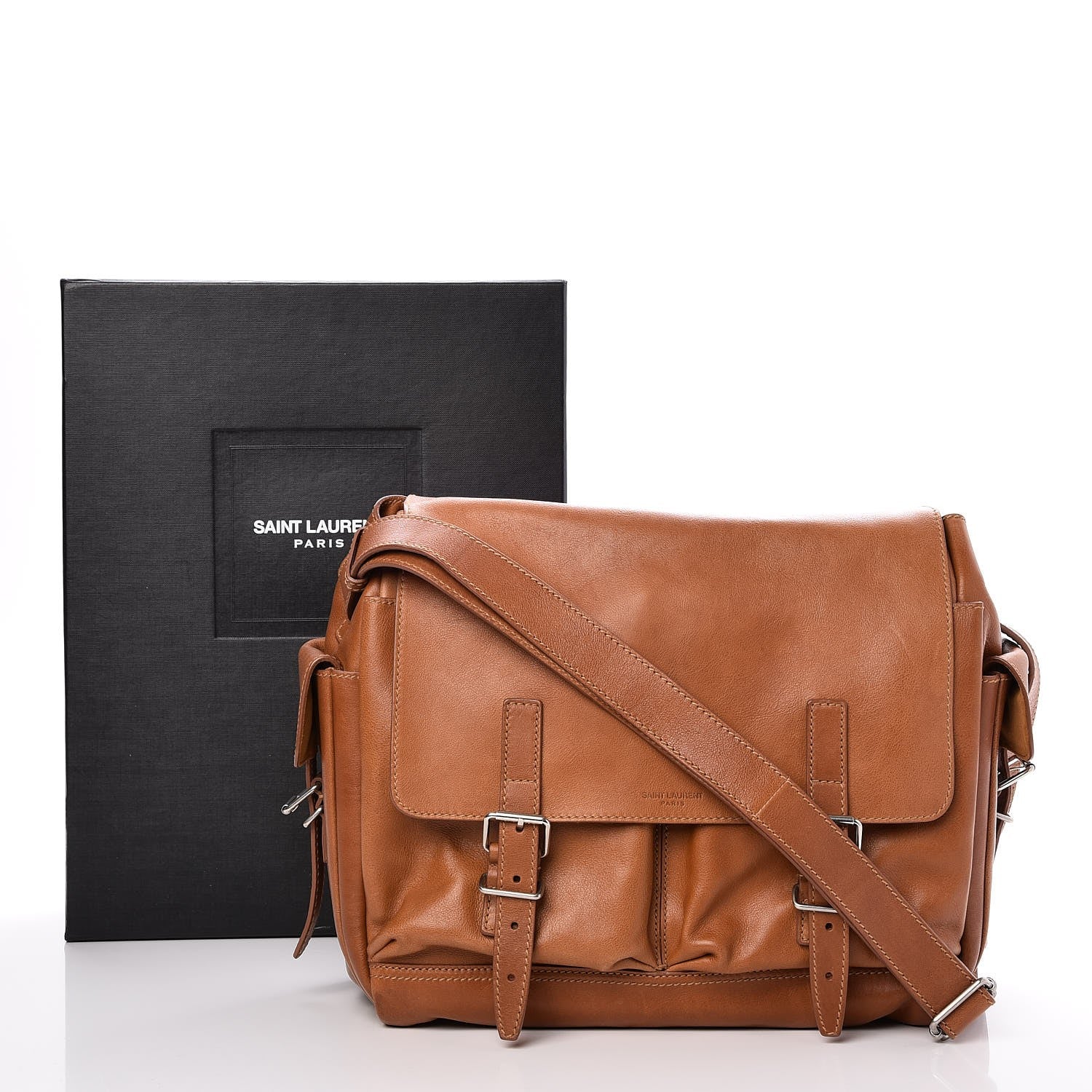 Saint Laurent Calfskin Rock Sac Messenger Tan 8 of 8