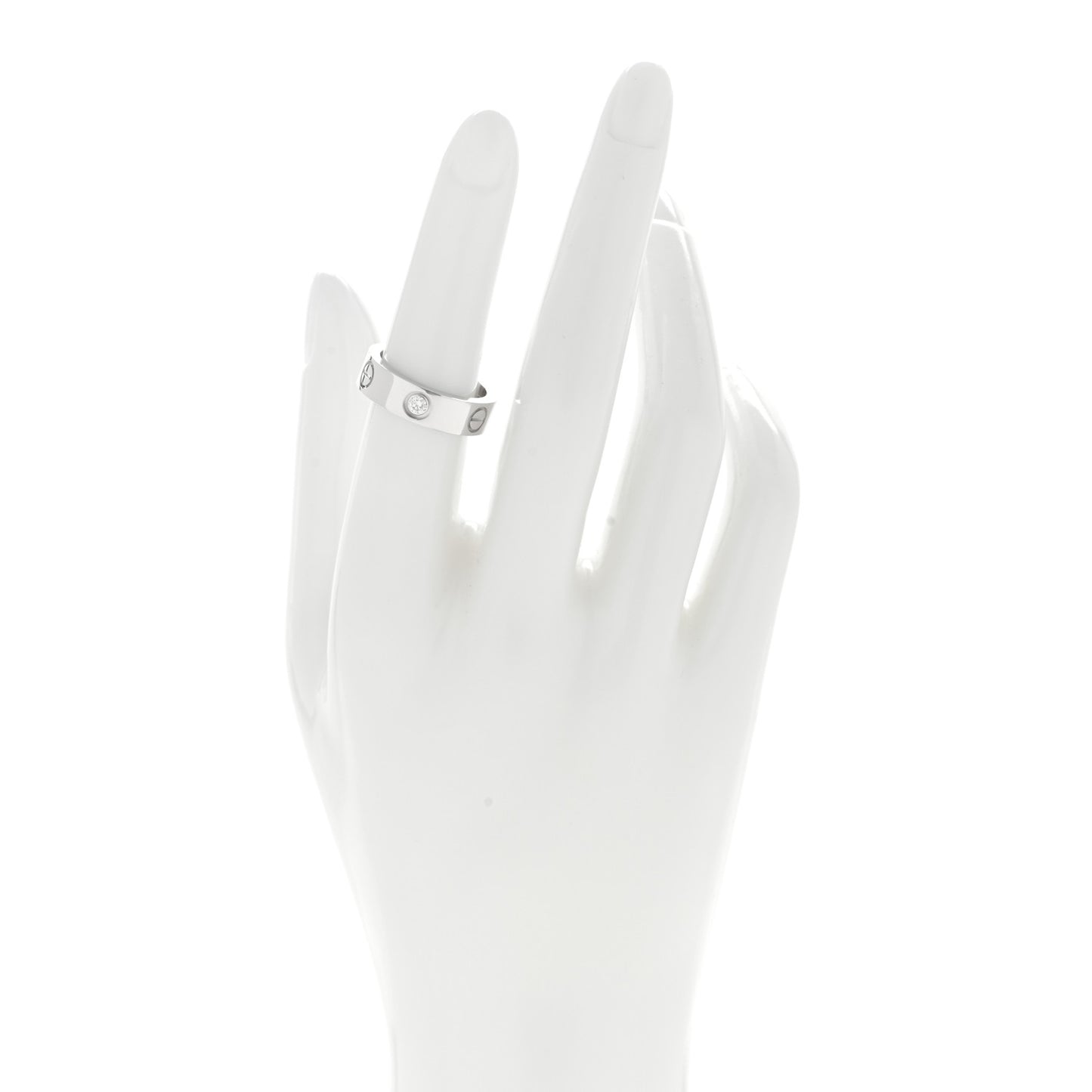 18K White Gold 3 Diamond 5.5mm LOVE Ring 52 6