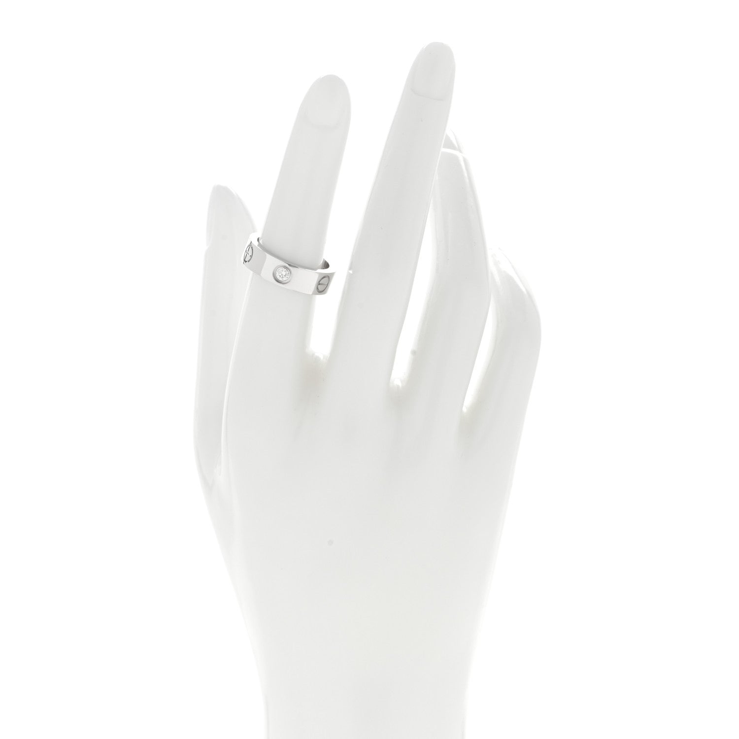 Cartier 18K White Gold 3 Diamond 5.5mm LOVE Ring 52 6 2 of 4