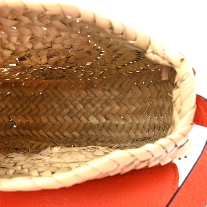 Chloe Grained Calfskin Palm Woven Small Marcie Basket Saddle Rusted Orange 5 of 10