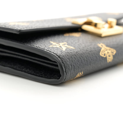 Gucci Grained Calfskin Bee Star Continental Chain Wallet Black 9 of 11
