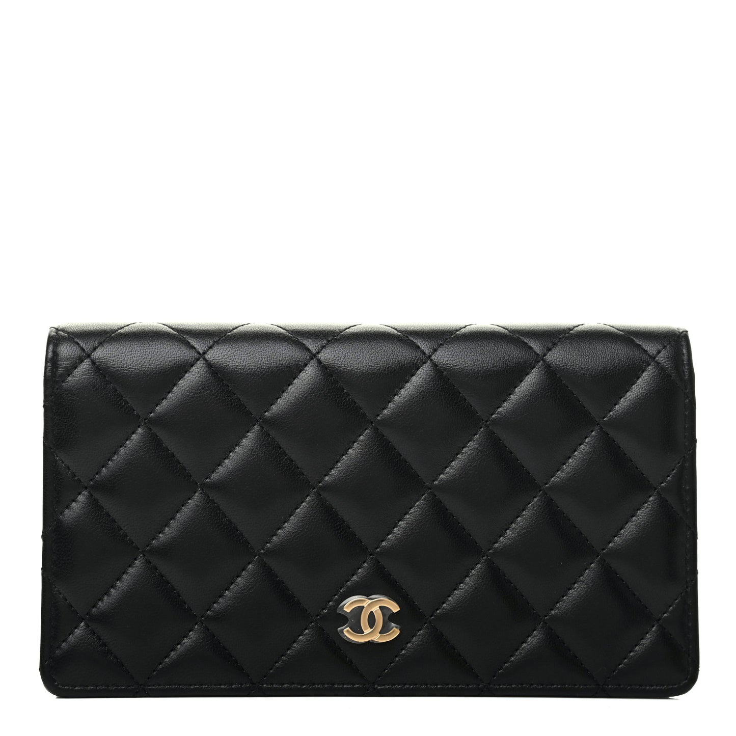 Lambskin Quilted Yen Wallet Black