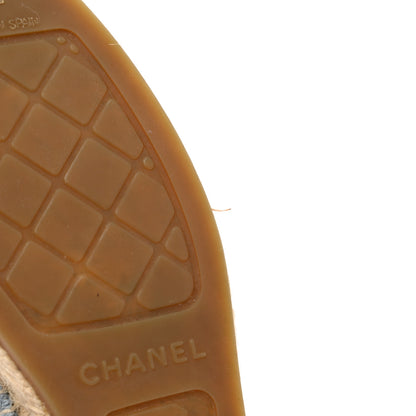 Chanel Fabric Grosgrain CC Espadrille 37 Blue Light Gray Black 12 of 14