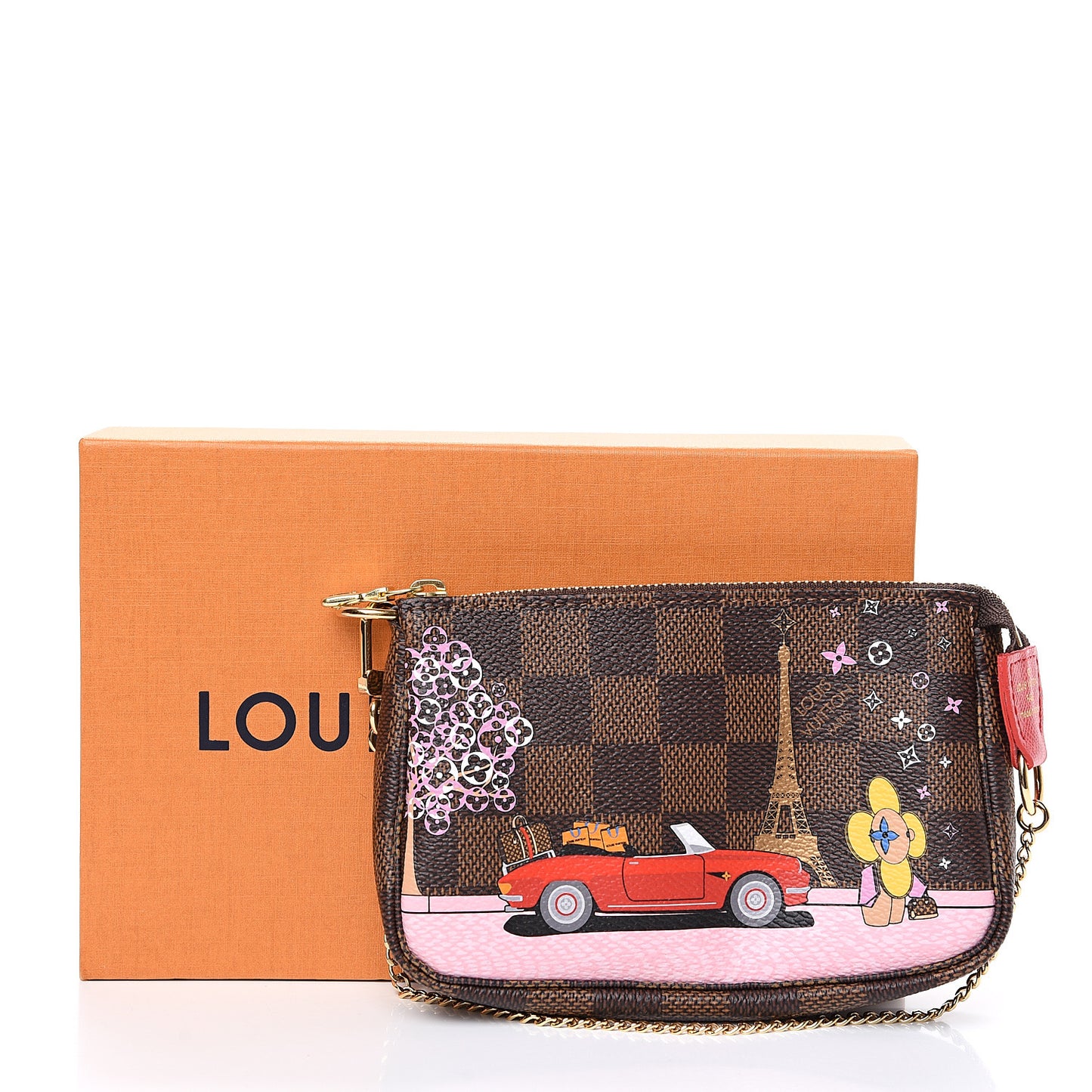 Damier Ebene 2019 Christmas Animation Mini Pochette Accessories Red
