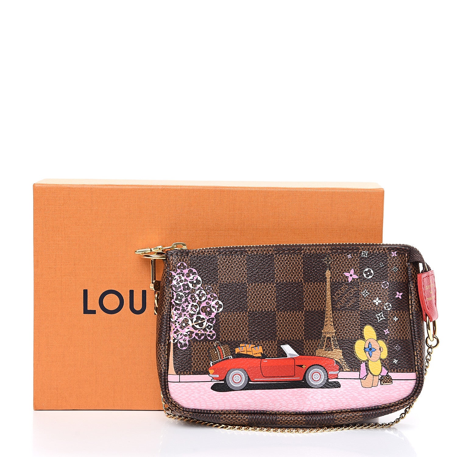 Louis Vuitton Damier Ebene 2019 Christmas Animation Mini Pochette Accessories Red 7 of 7