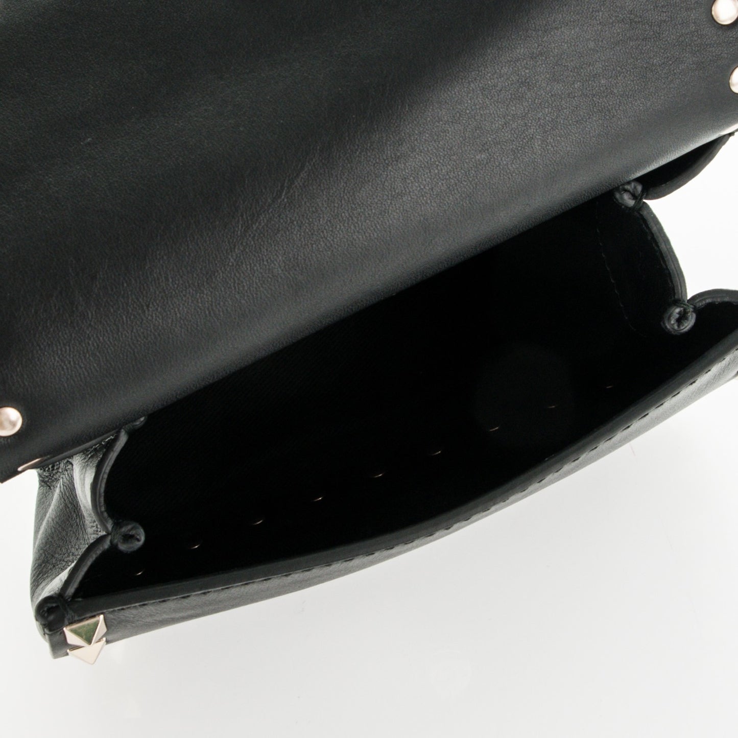 Calfskin Rockstud Belt Bag Black