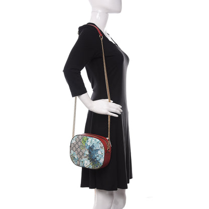 Gucci GG Supreme Monogram Blooms Mini Chain Shoulder Bag Beige Blue Navy Hibiscus Red 2 of 10