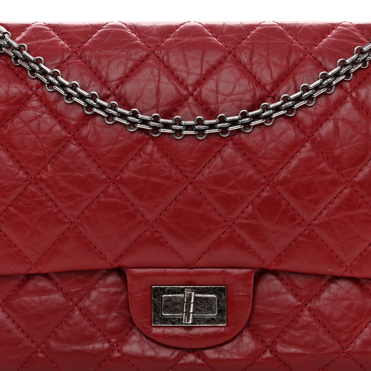 Aged Calfskin Quilted 2.55 Reissue 227 Flap Red