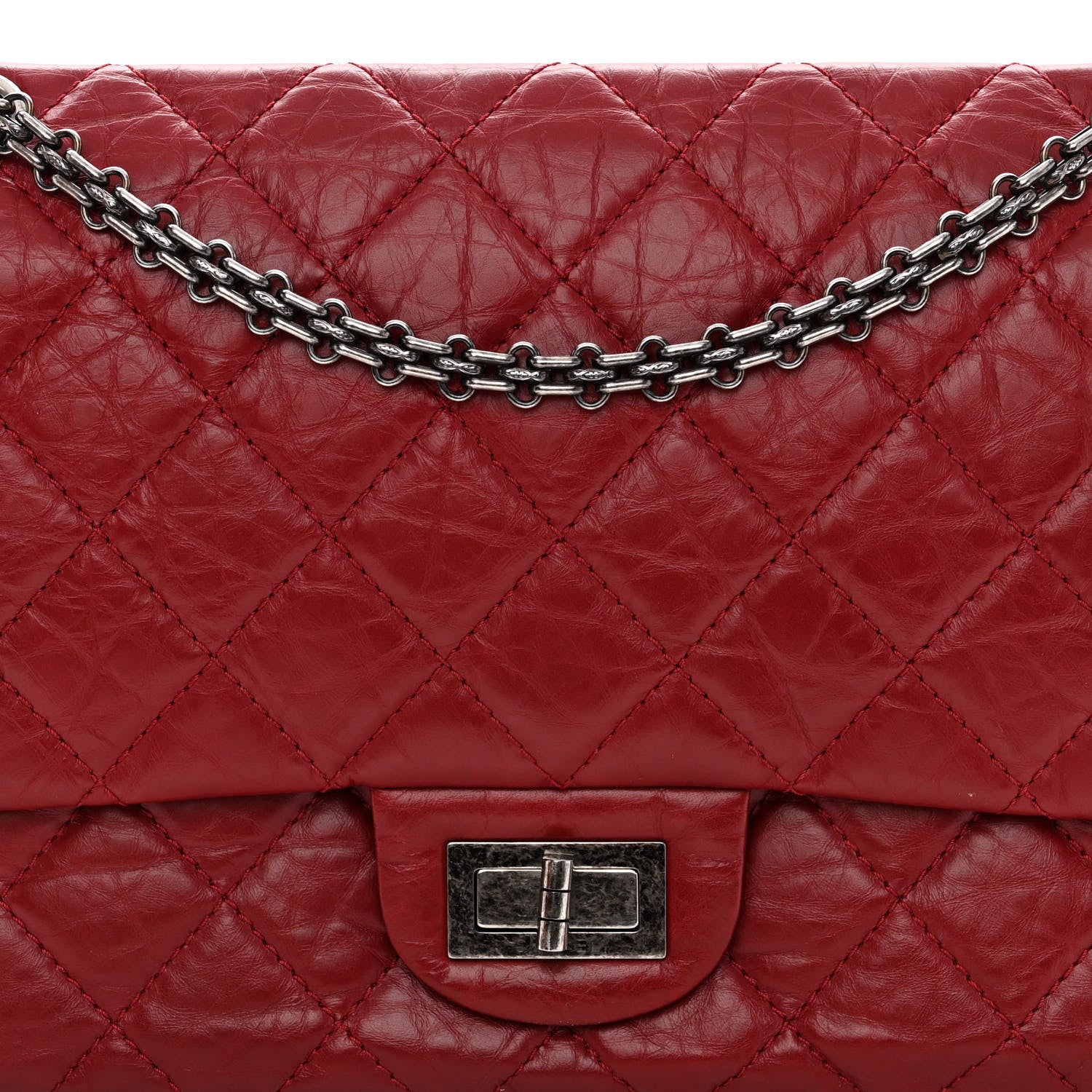 Chanel Aged Calfskin Quilted 2.55 Reissue 227 Flap Red 7 of 10