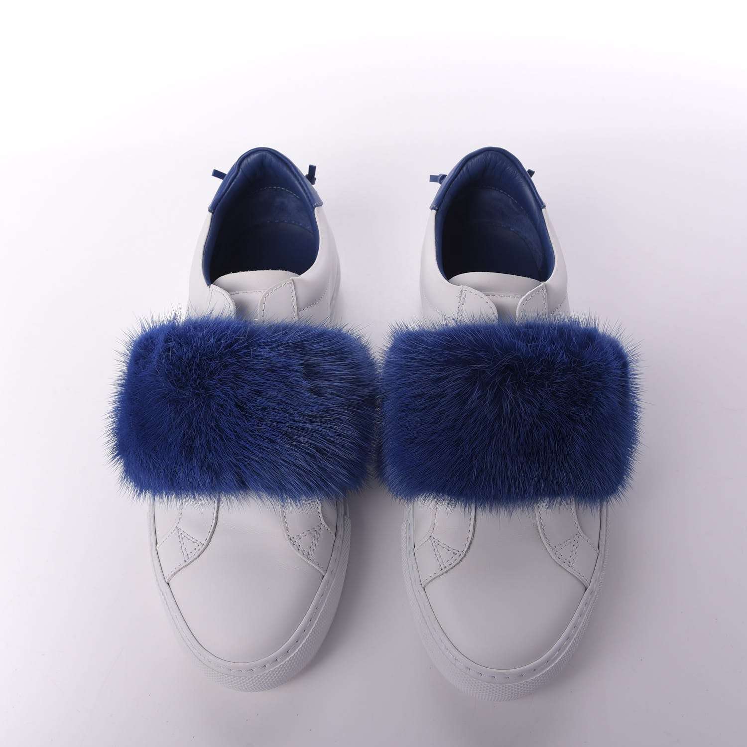 Givenchy Calfskin Mink Fur Womens Urban Street Sneakers 38.5 White Electric Blue 6 of 8