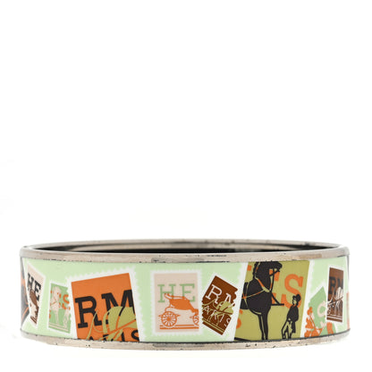 Hermes Enamel Printed Wide De Passage a Paris Bracelet 70 1 of 4