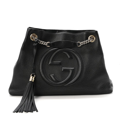 Gucci Pebbled Calfskin Medium Soho Chain Shoulder Bag Black 1 of 10