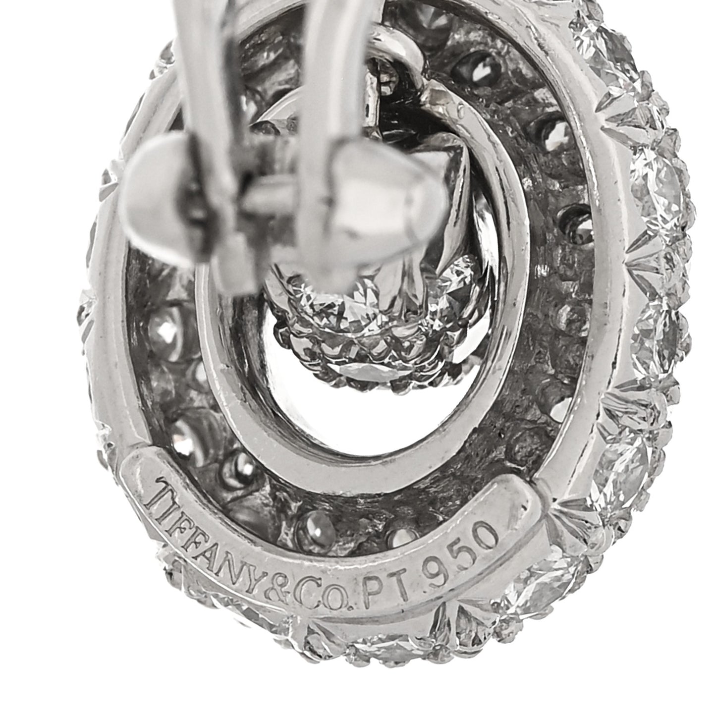 Platinum Diamond Pave Link Earrings