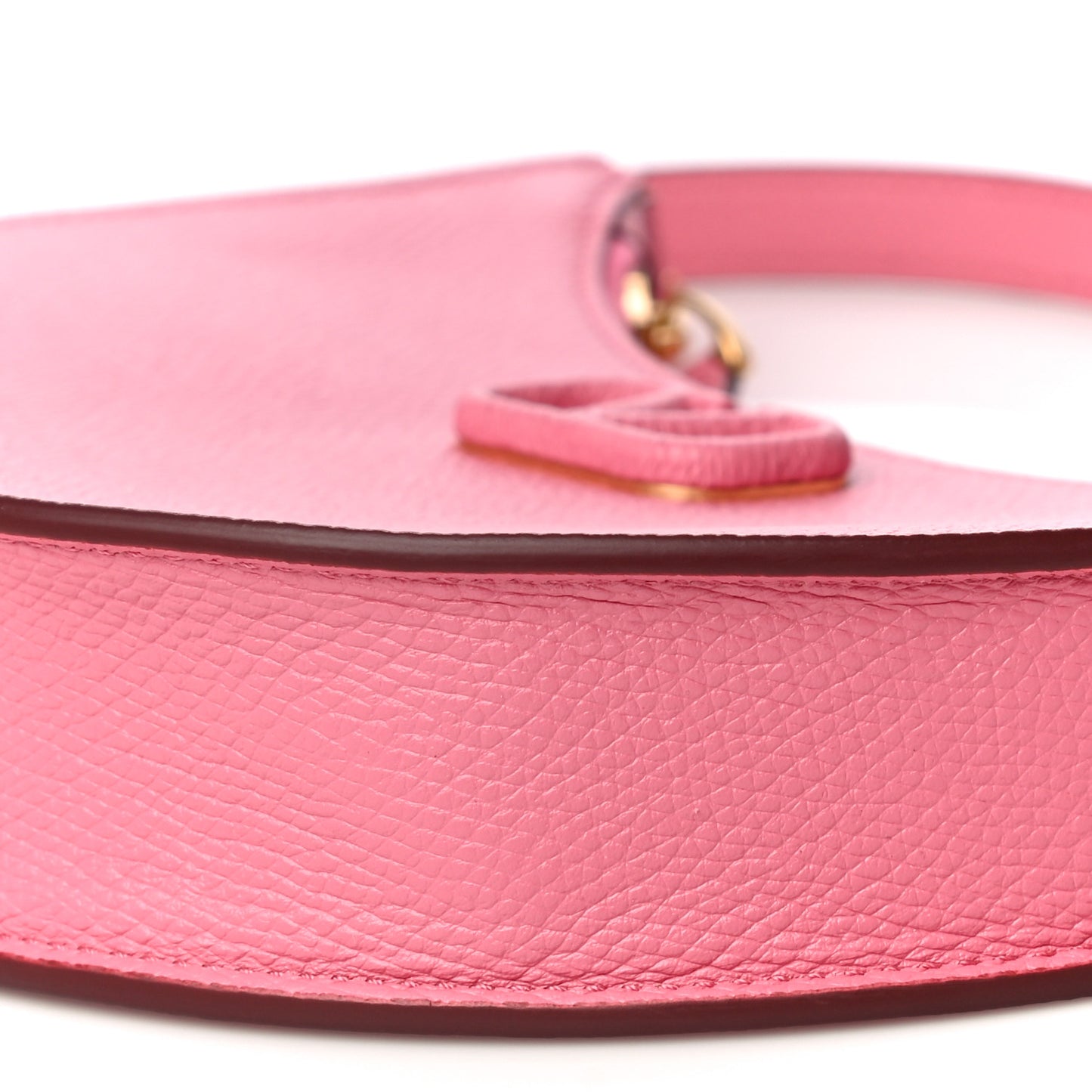 Grainy Calfskin Mini Vlogo Hobo Bag Flamingo Pink