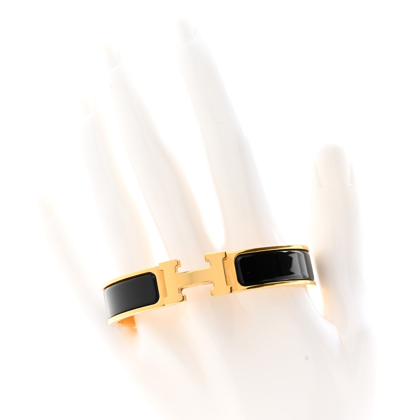 Enamel Narrow Clic Clac H Bracelet PM Black