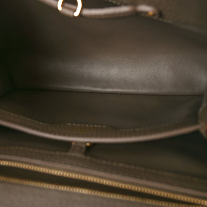 Louis Vuitton Taurillon Capucines MM Smokey Brown Green Creme Pink 5 of 8
