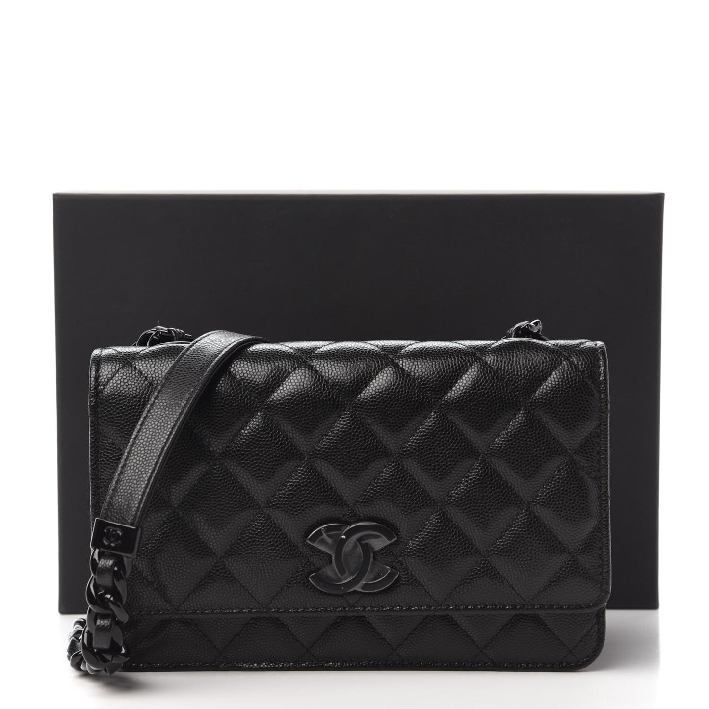 Caviar Quilted My Everything Wallet On Chain WOC Black