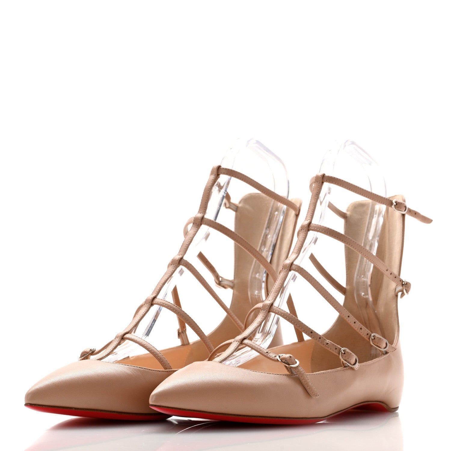 Christian Louboutin Kid Toerless Cage Flats 40 Nude 3 of 10