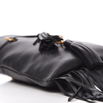 Saint Laurent Calfskin Fringe Small Monogram Bucket Bag Black 6 of 9