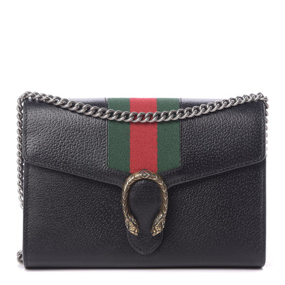 Gucci Calfskin Web Mini Dionysus Chain Wallet Black 1 of 10